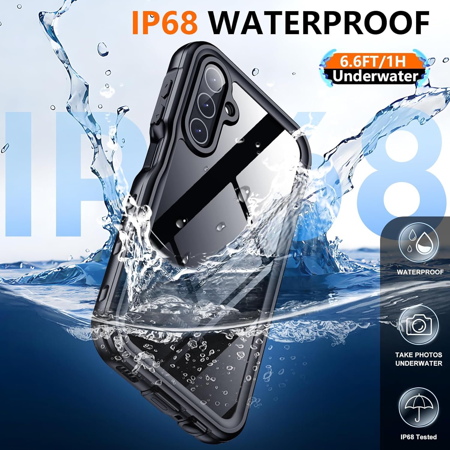 SPIDERCASE for Samsung Galaxy A14 5G Case Waterproof,Full Heavy Duty Protection,Built-in Screen&Camera Protector,Military Shockproof,Dustproof,Anti-Scratched Durable Case for Galaxy A14 5G 6.6",Black - Image 3