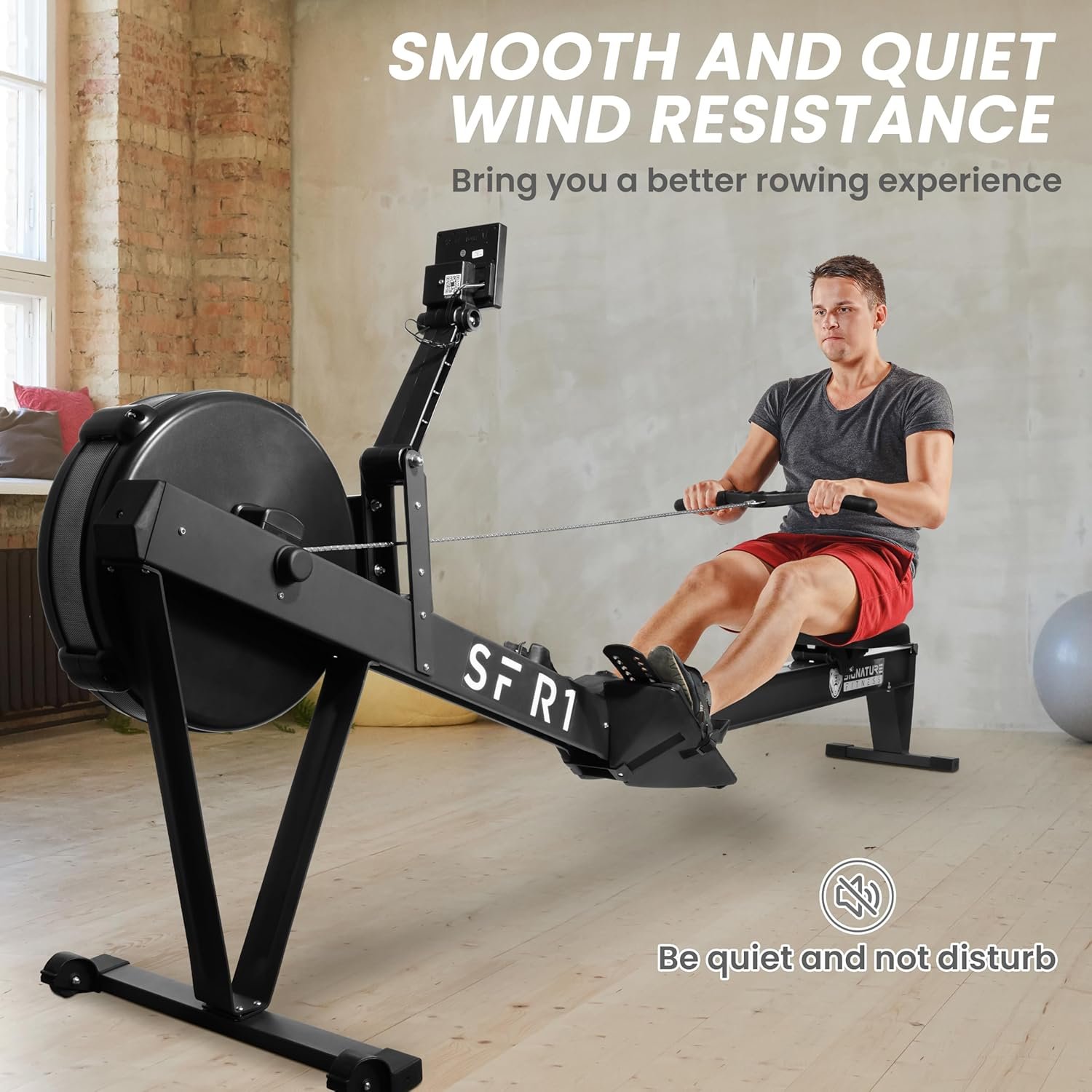 Rowing Machine for Home, Indoor Exercise Equipment, Wind Resistance Rowing Machine with LCD Display, Adjustable Air Resistance, Comfortable Seat Cushion, Easy Storage - Image 7