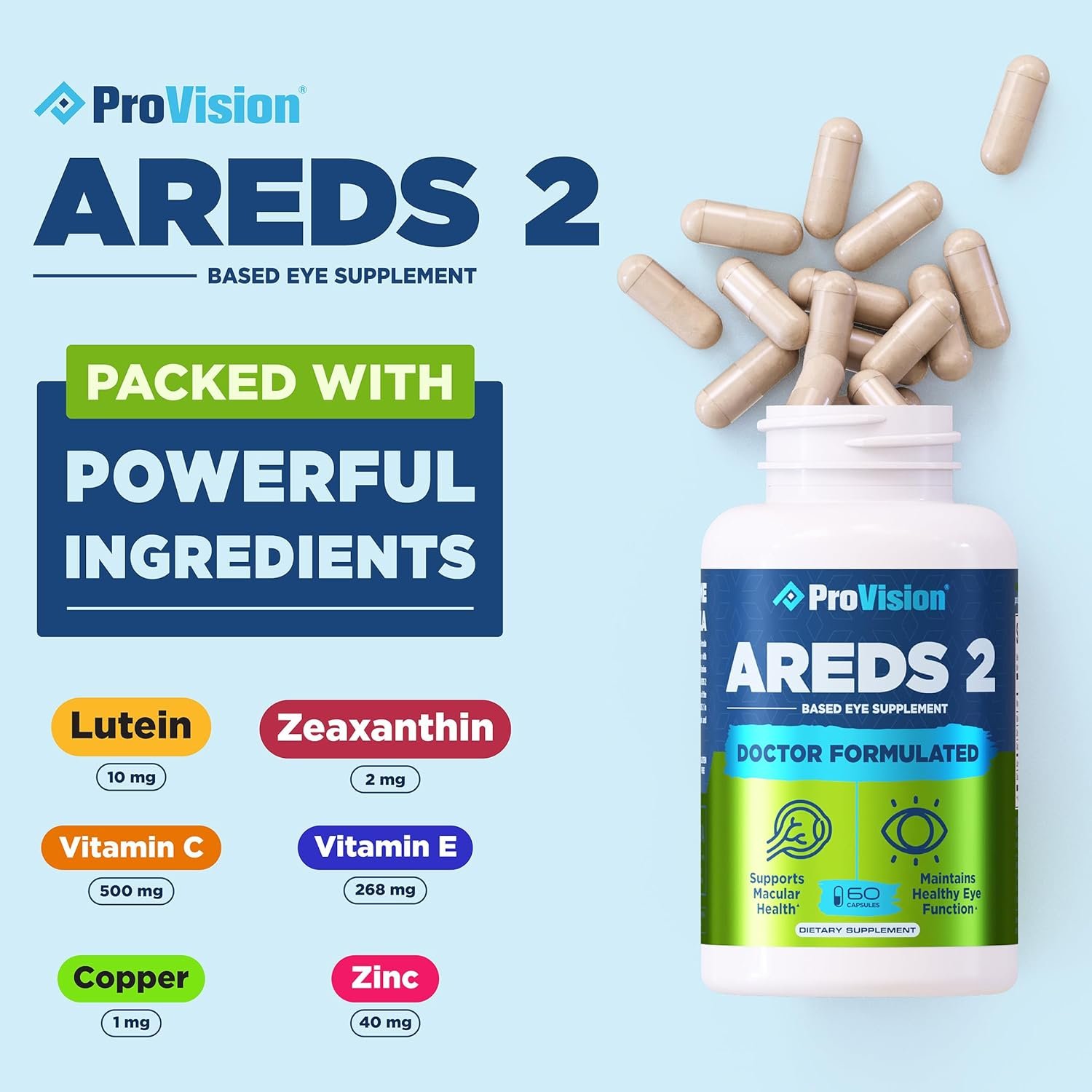 Provision AREDS 2 Eye Vitamins - Enhance Vision Supplements - Lutein Zeaxanthin Vision Complex - 60 Eye Supplement Capsules - Image 3