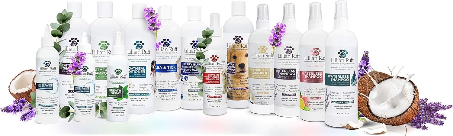 Lillian Ruff Ultra-Brightening Professional Whitening Shampoo for Dogs with Aloe & Coconut Oil for Dry Skin & Itch Relief - pH-Balanced Dog Whitening Shampoo Remove Stains, Yellowing, & Odor (16oz) - Image 8