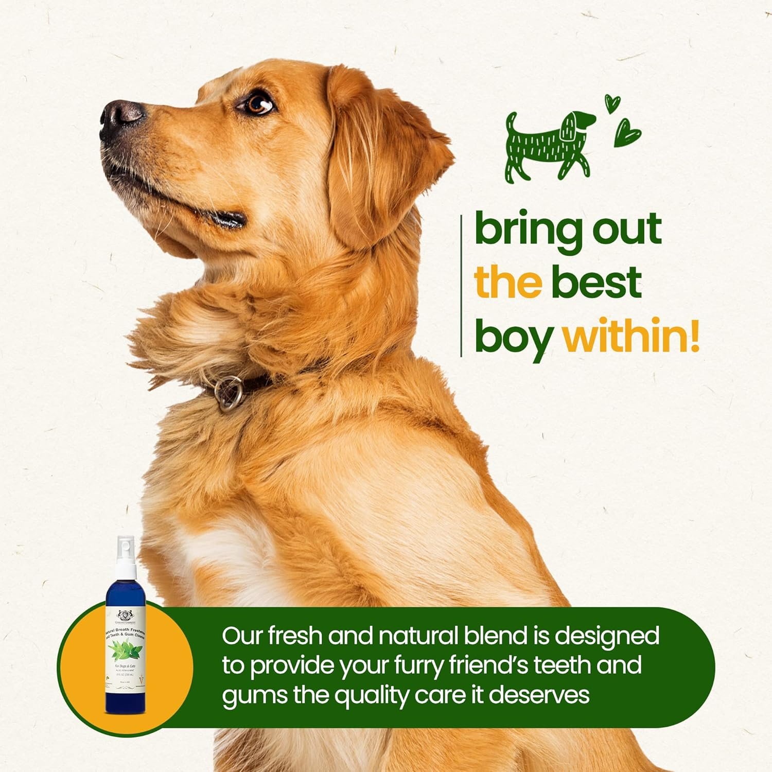 Gerrard Larriett: Natural Dog and Cat Breath Freshener - Dog Mouthwash with Mint, Aloe Vera, & Baking Soda - Gentle Cat & Dog Breath Spray for Plaque, Tartar Control for Full Pet/Dog Oral Care, 8 oz - Image 6