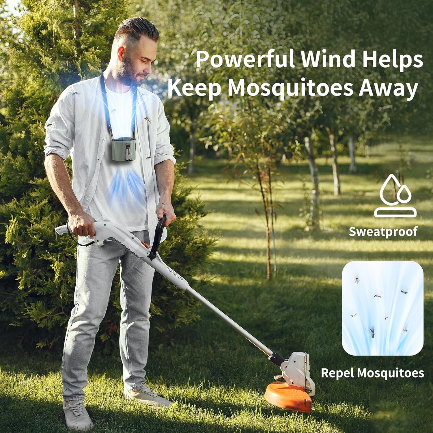 Socool 4000mAh Portable Waist Fan Clip on Wearable Belt Personal Fan Rechargeable Battery operated With 5 Speeds & Flashlight Neck Fan Hands-Free 20H Cooling For Outdoor Camping Travel - Image 7