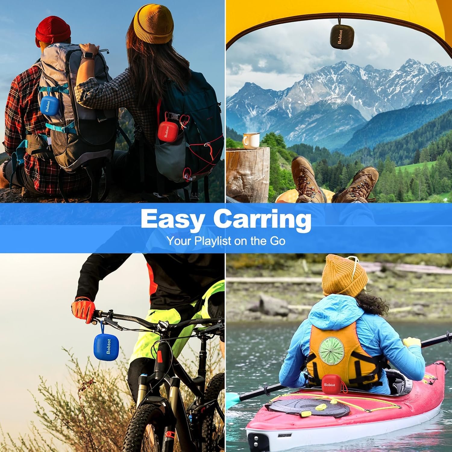 Bobtot Bluetooth Speaker Portable Wireless Speakers - 16 Hours Playtime Waterproof Speaker, Loud Stereo Sound, Mini Speaker with TWS, Built-in Mic, Strap to Carry for Home Travel Sport, Red - Image 6