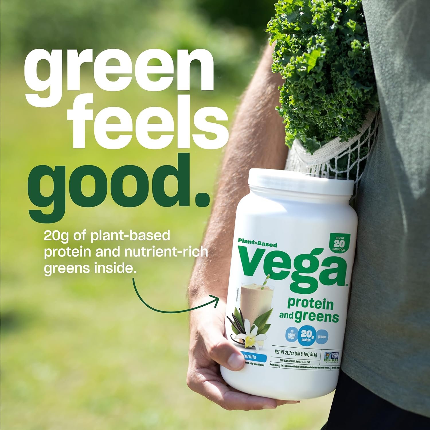 Vega Protein and Greens Protein Powder, Vanilla - 20g Plant Based Protein Plus Veggies, Vegan, Non GMO, Pea Protein for Women and Men, 1.7 lbs (Packaging May Vary) - Image 5