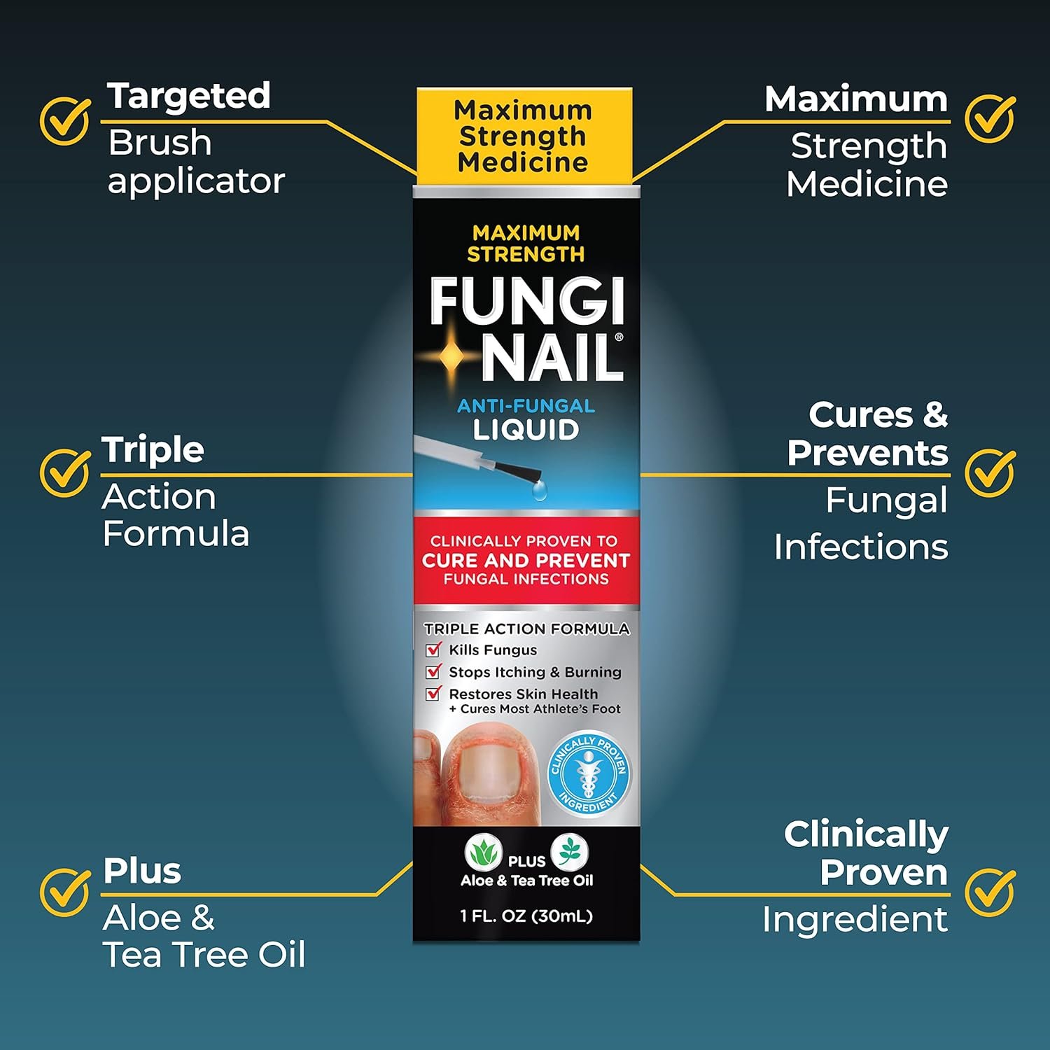 Fungi-Nail Anti-Fungal Liquid Solution, Kills Fungus That Can Lead to Nail & Athlete's Foot with Tolnaftate & Clinically Proven to Cure and Prevent Fungal Infections 1 Fl Oz (Pack of 1) - Image 4