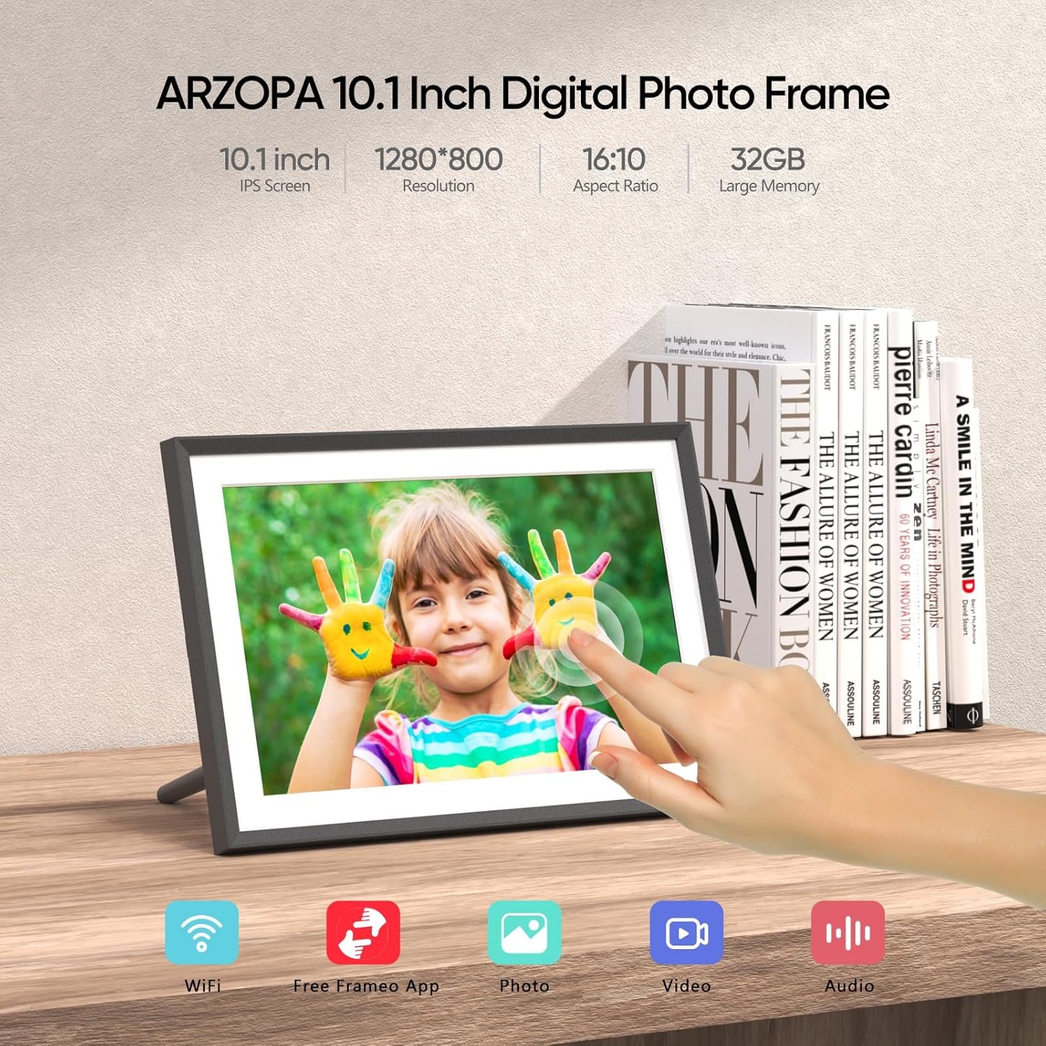 ARZOPA Frameo Digital Picture Frame 10.1 Inch Smart WiFi Digital Photo Frame 32GB with 1280x800 IPS Touch Screen, Auto-Rotate and Slideshow, Easy Setup to Share Photos Or Videos from Anywhere Anytime - Image 4