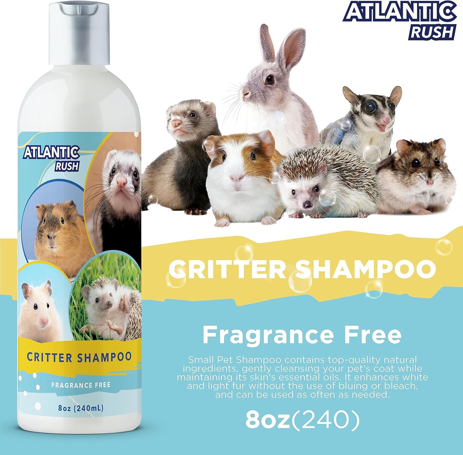 Critter Shampoo for Small Pets - 8oz Small Animal Fragrance Free Shampoo - Pet Shampoo for Small Critters Including Ferrets, Guinea Pigs, Rabbits, Hedgehogs, Hamsters & Sugar Gliders - Image 4