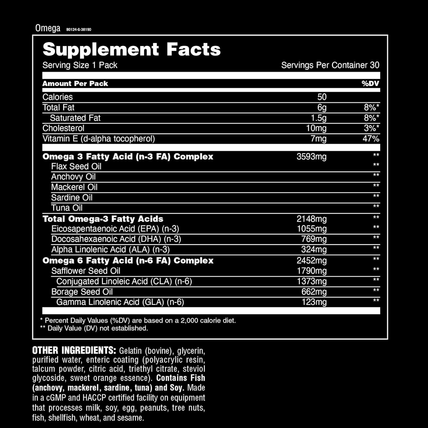 Animal Advanced Omega Essential Fatty Acids - High Potency 3500mg Omega 3 & Omega 6 Supplement with EPA, DHA, ALA, CLA, GLA for Heart, Brain, Joint, Skin, Eye, Metabolism, Immune Health - 30 Day Pack - Image 9