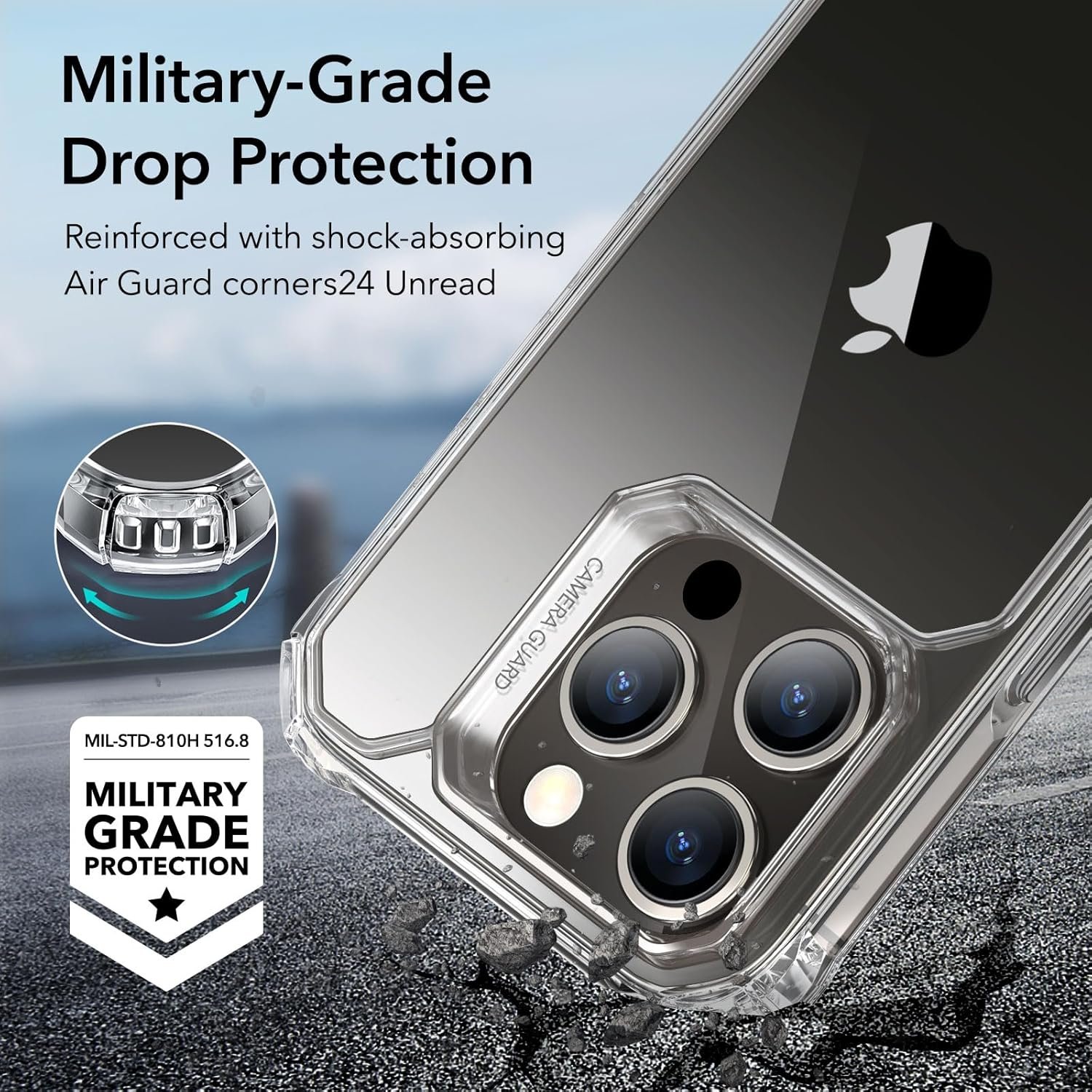 ESR for iPhone 15 Pro Max Case, Military-Grade Protection, Shockproof Air Guard Corners, Yellowing-Resistant Acrylic Back, Phone Case for iPhone 15 Pro Max, Air Armor Series, Clear - Image 4