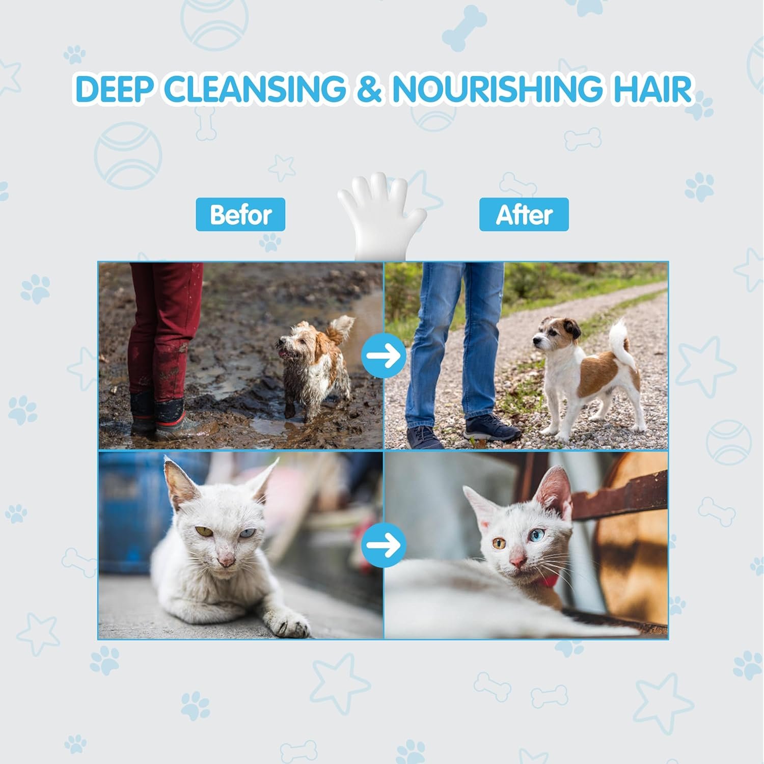 COCOYO Disposable Grooming Glove Wipes for Dogs & Cats I Fur Deodorizing I Fresh Moutain Pine Scent I Rinse Free & Bathing Gloves Wipes (30 Individually-Packed Glove Wet Wipes) (30 Individual Pack) - Image 6