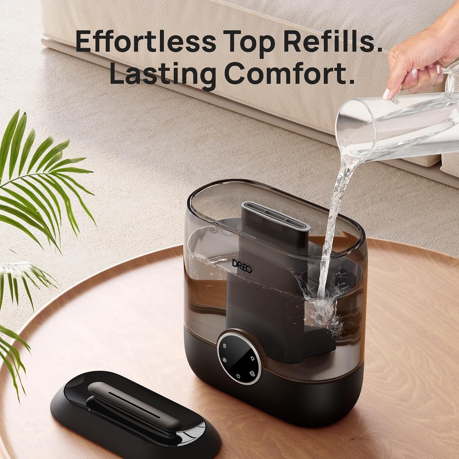 Dreo Smart Humidifiers for Bedroom, 6L Top Fill Supersized Cool Mist Humidifier for Large Room, 60 Hour Runtime, Quiet Ultrasonic Humidifiers for Plants, Baby, Indoor, Home, Night Light, Black - Image 8