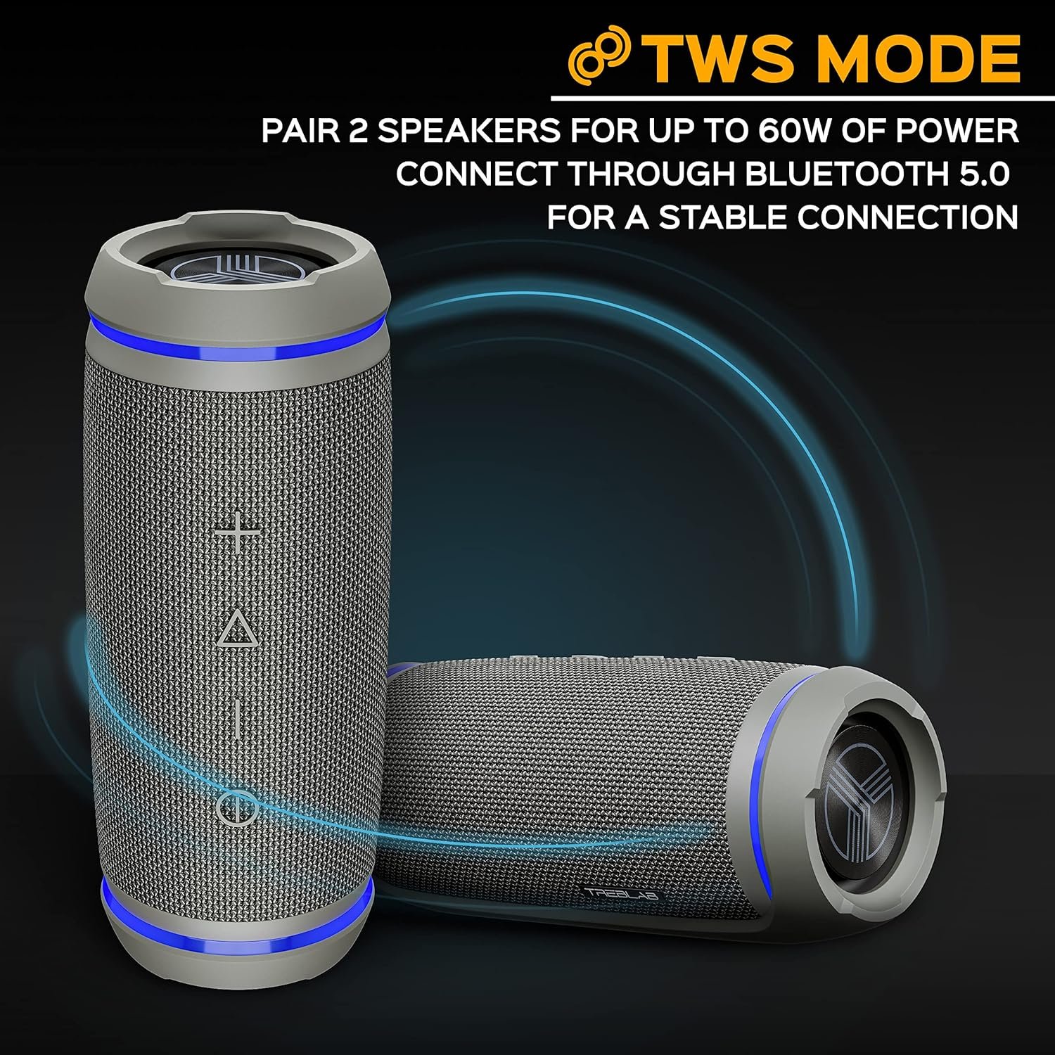 TREBLAB HD77 - Portable Bluetooth Speaker - Powerful 360° Sound, 30W Audio with Impactful Bass, 20H Battery, IPX6 Waterproof, Shockproof, TWS Stereo, Speaker Bluetooth Wireless for Outdoor, Beach Pool - Image 7