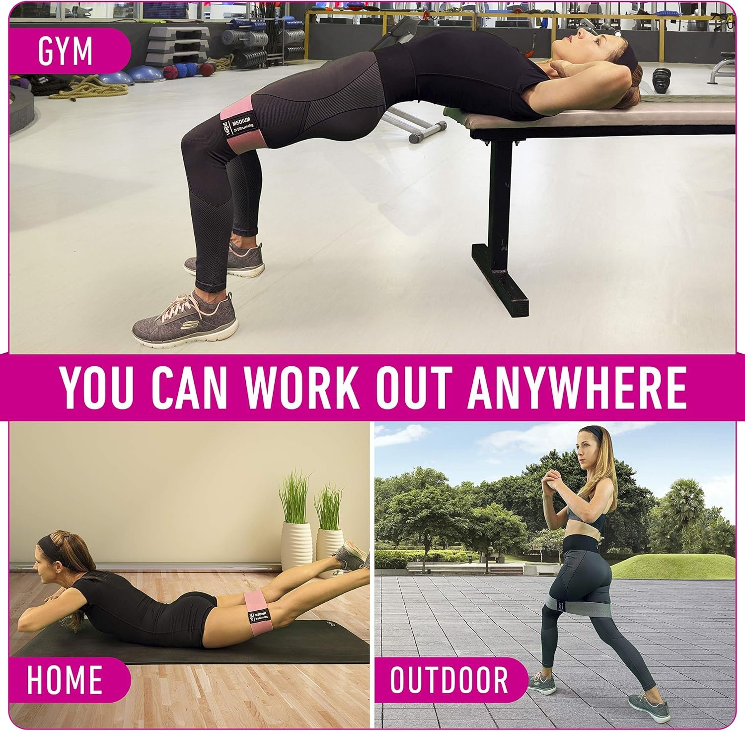 Resistance Bands for Working Out with Workout Bands Guide. 4 Booty Bands for Women Men Fabric Elastic Bands for Exercise Bands Resistance Bands for Legs Bands for Working Out Hip Thigh Glute Bands Set - Image 9