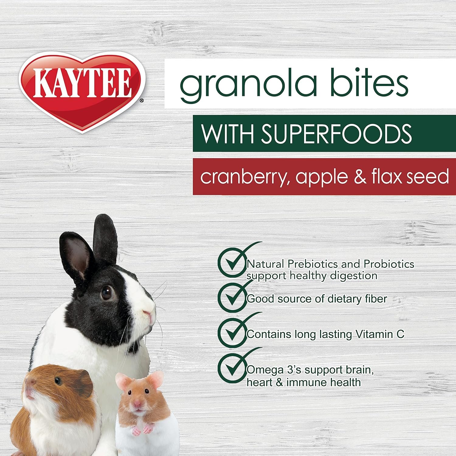 Kaytee Granola Bites with Superfoods Cranberry, Apple and Flax for Rats, Mice, Hamsters, Gerbils, Rabbits, Guinea Pigs and Chinchillas, 4.5 oz - Image 5