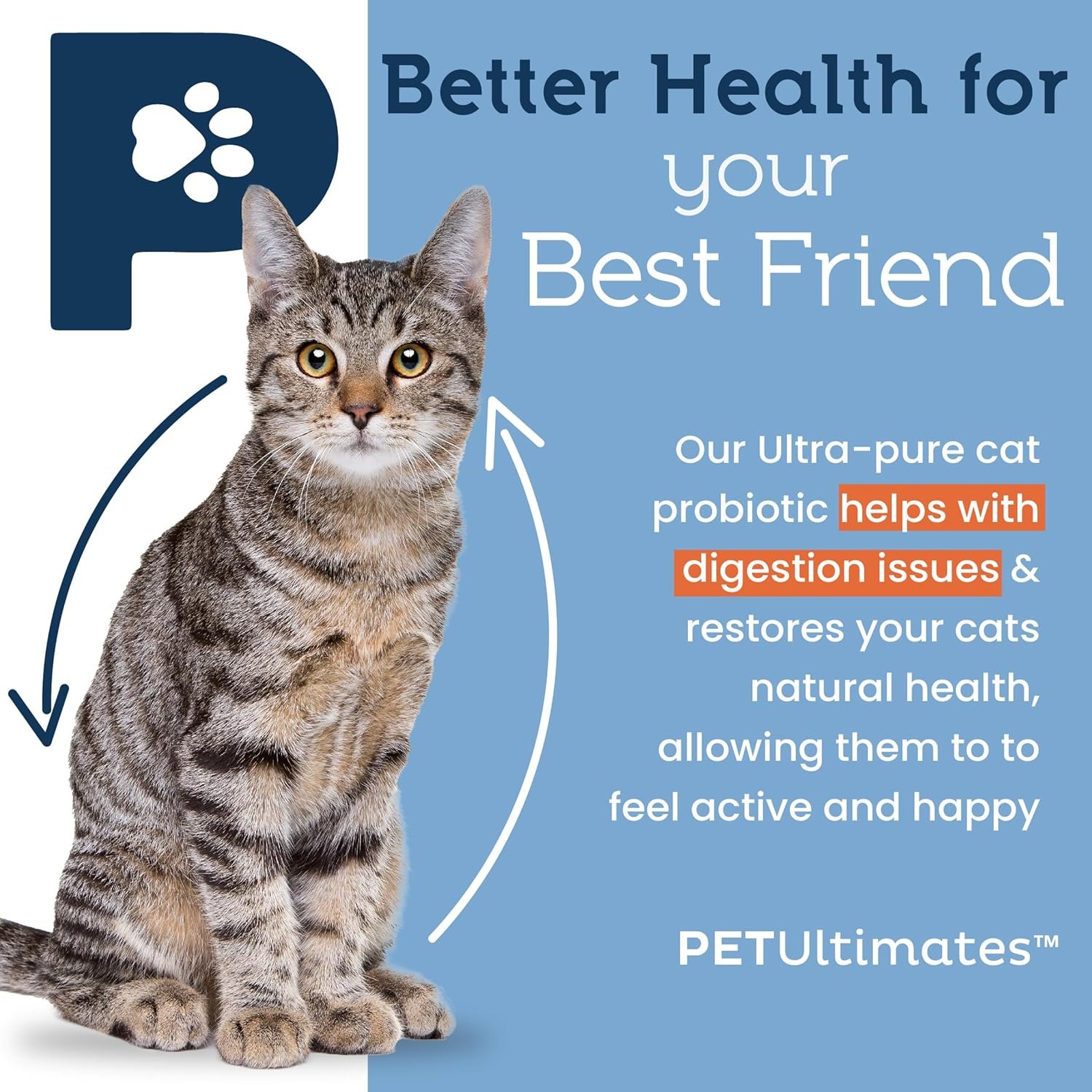 Pet Ultimates Probiotics for Cats – 20-Species Cat Probiotic Powder to Treat Diarrhea, Vomiting, Digestive Support & Cat Antibiotics Recovery – Cat Health Supplies (44 gr) - Image 3