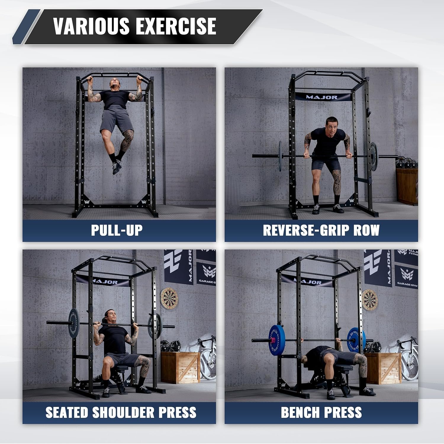 Major Fitness Power Cage, F16 Squat Rack All-in-One 1200lbs Capacity Power Rack with Attachment for Home Gym - Image 5