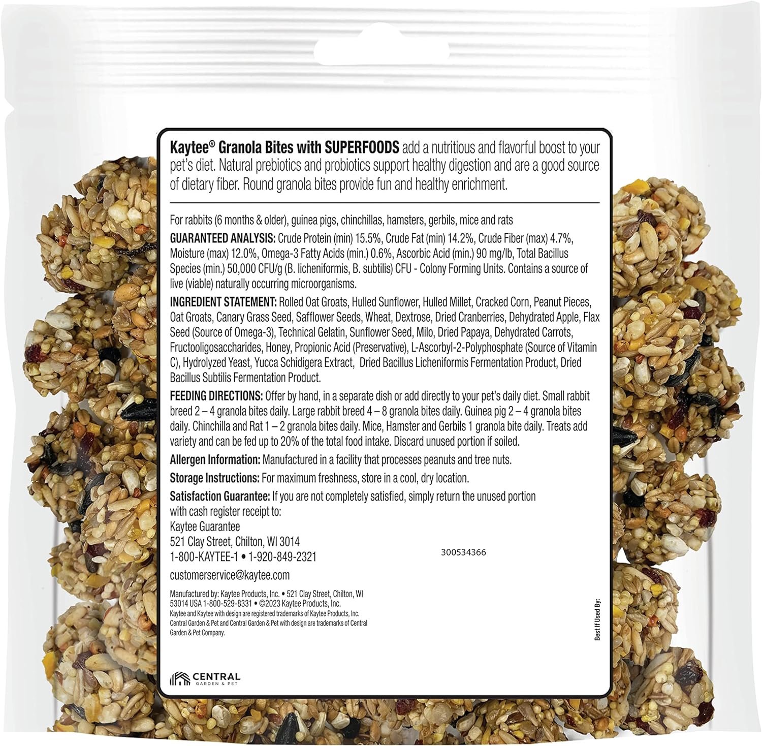 Kaytee Granola Bites with Superfoods Cranberry, Apple and Flax for Rats, Mice, Hamsters, Gerbils, Rabbits, Guinea Pigs and Chinchillas, 4.5 oz - Image 6
