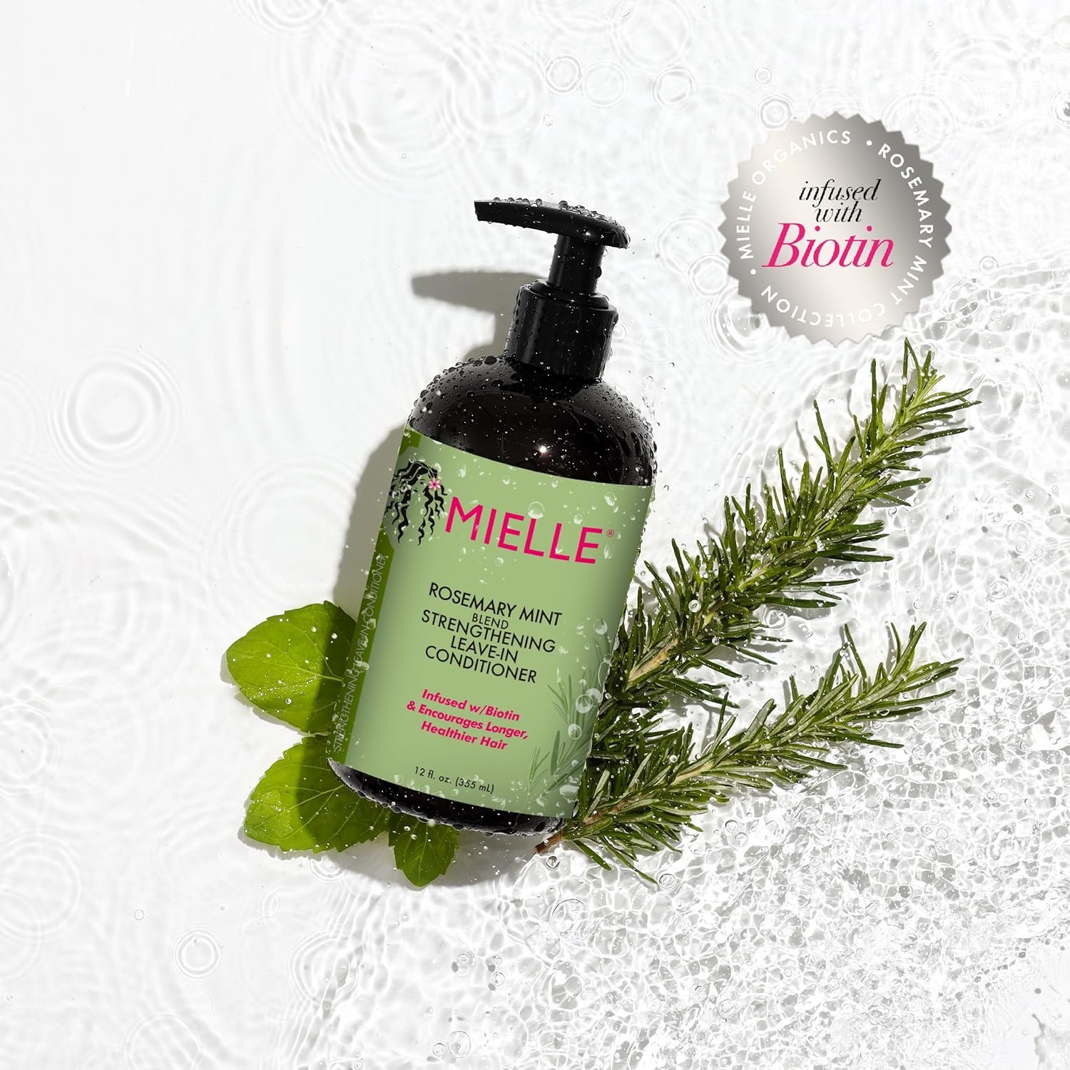 Mielle Organics Rosemary Mint Strengthening Leave-In Conditioner, Supports Hair Strength, Smooth Conditioner for Dry and Crinkled Hair, Weightless Hair Treatment - Image 7