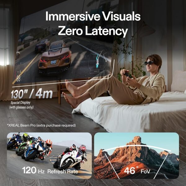 XREAL Air 2 Pro AR Glasses|46° FOV, 130" 120Hz HD Display, True Colors, Cinematic Sound, All-Day Comfort. Compatible with iPhone 15, Steam Deck, ROG, Mac, PC, Android & iOS - Image 4