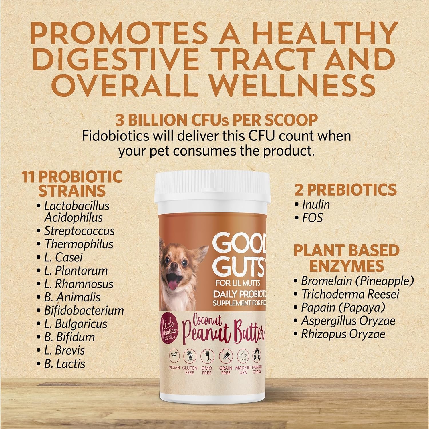 Good Guts for Lil Mutts Probiotic for Dogs, Billions of CFUs, 11 Strains, 5 Digestive Enzymes, 2 Prebiotics, Digestive Gut Health for Dogs, Adult & Puppy Probiotics Supplements (30 Days) - Image 8