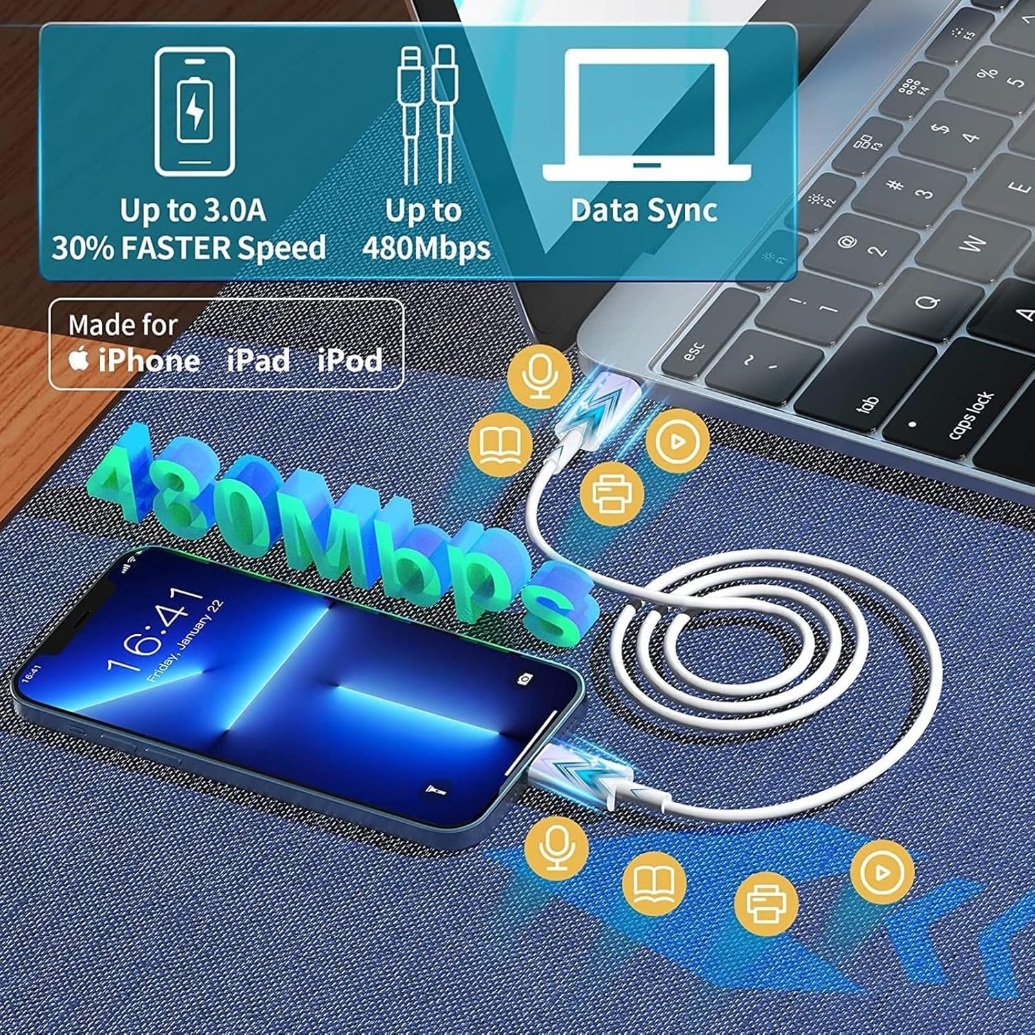 iPhone Charger Fast Charging 10 FT, PD 20W USB C Wall Charger Block with 10FT Long Type C to Lightning Fast Charging Data Sync Cable Compatible with iPhone 14 13 12 11 XS XR X 8 iPad - Image 6