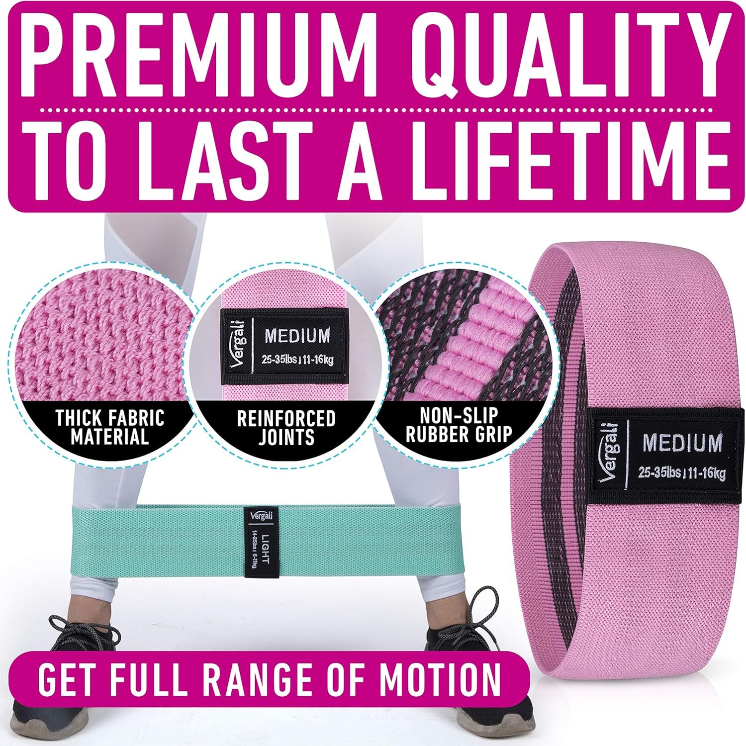Resistance Bands for Working Out with Workout Bands Guide. 4 Booty Bands for Women Men Fabric Elastic Bands for Exercise Bands Resistance Bands for Legs Bands for Working Out Hip Thigh Glute Bands Set - Image 6