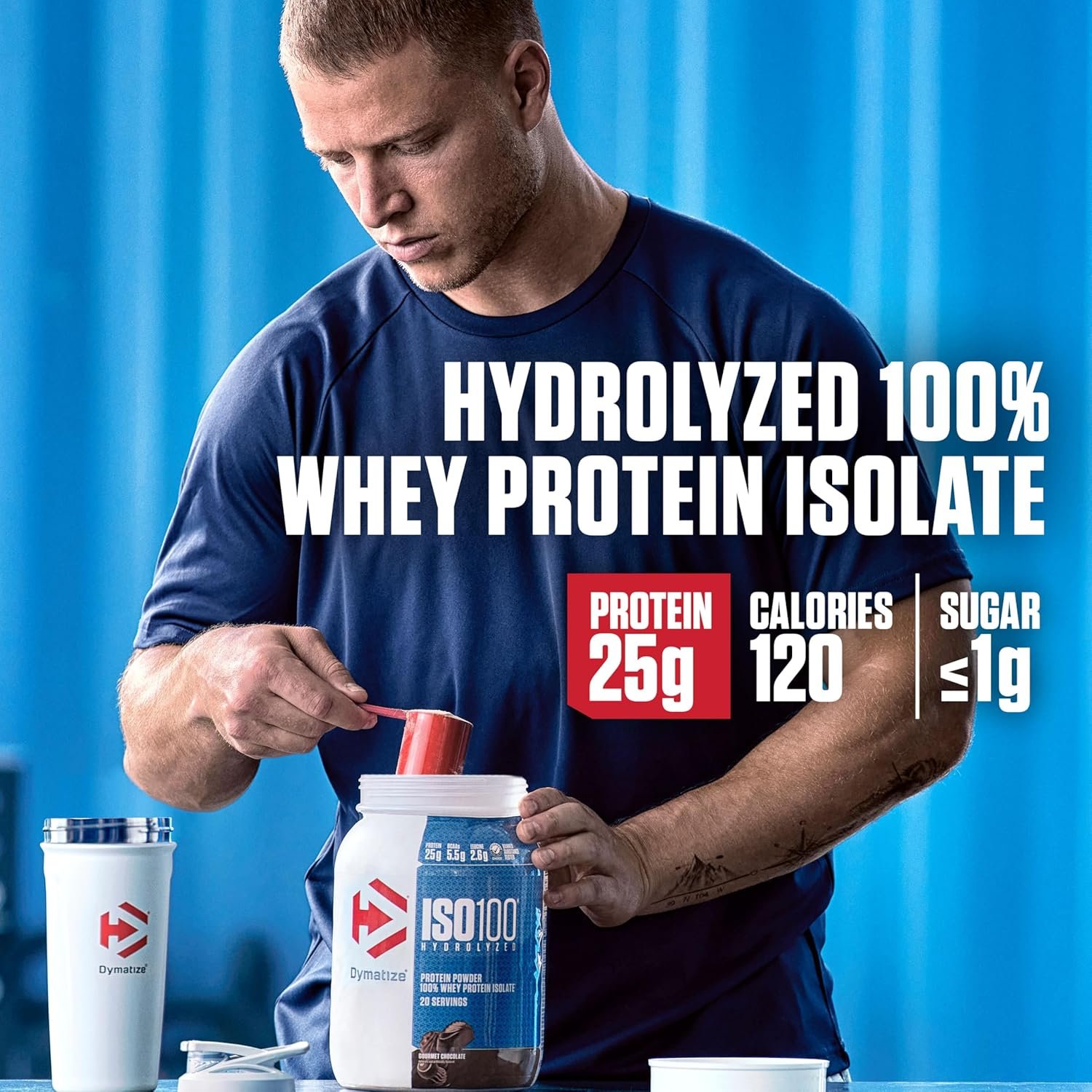 Dymatize ISO100 Hydrolyzed Protein Powder, 100% Whey Isolate, 25g of Protein, 5.5g BCAAs, Gluten Free, Fast Absorbing, Easy Digesting, Gourmet Vanilla, 20 Servings - Image 3