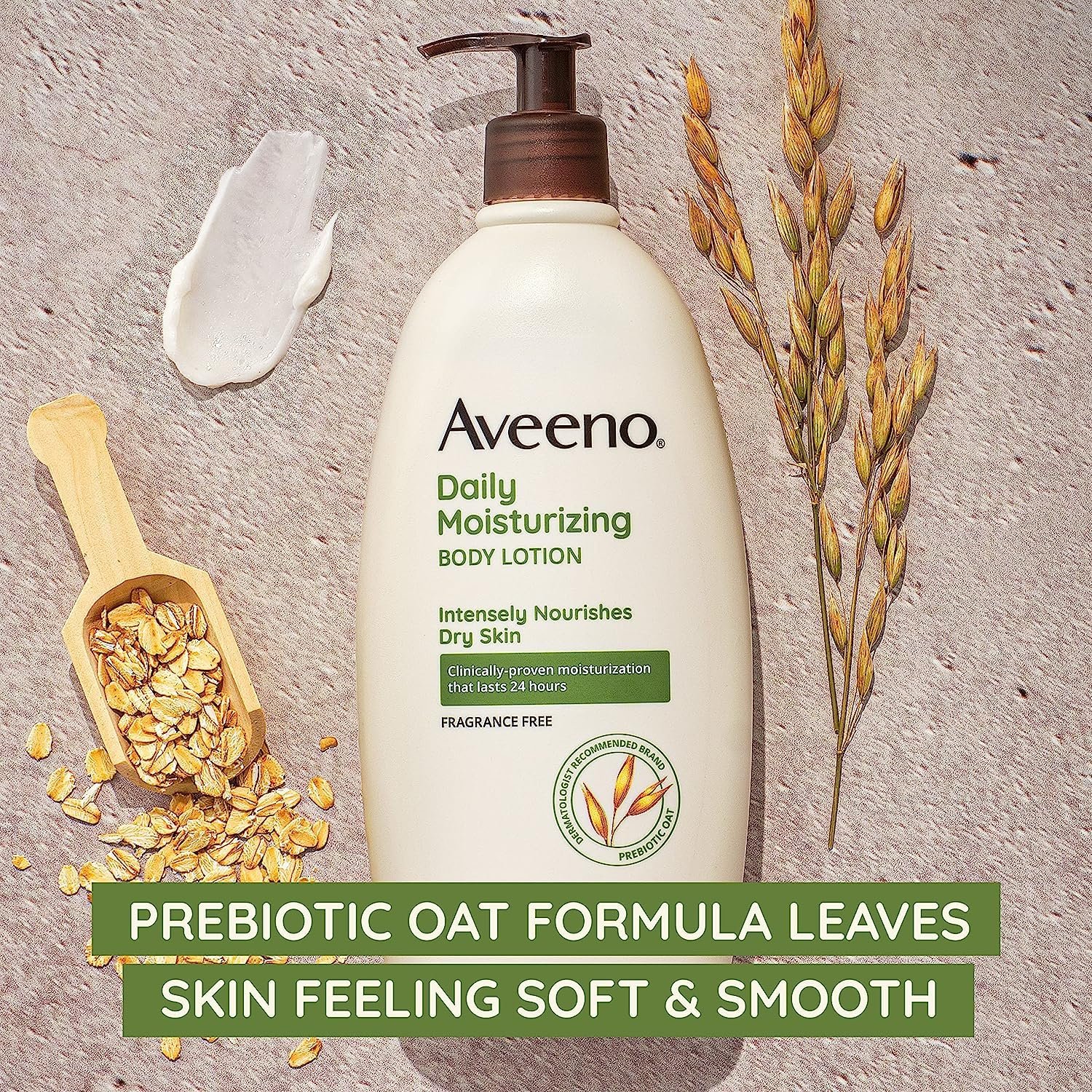 Aveeno Daily Moisturizer, Body Lotion, For Dry Skin, Prebiotic Oat Fragrance Free, 18 fl. oz, Pack of 1 - Image 5