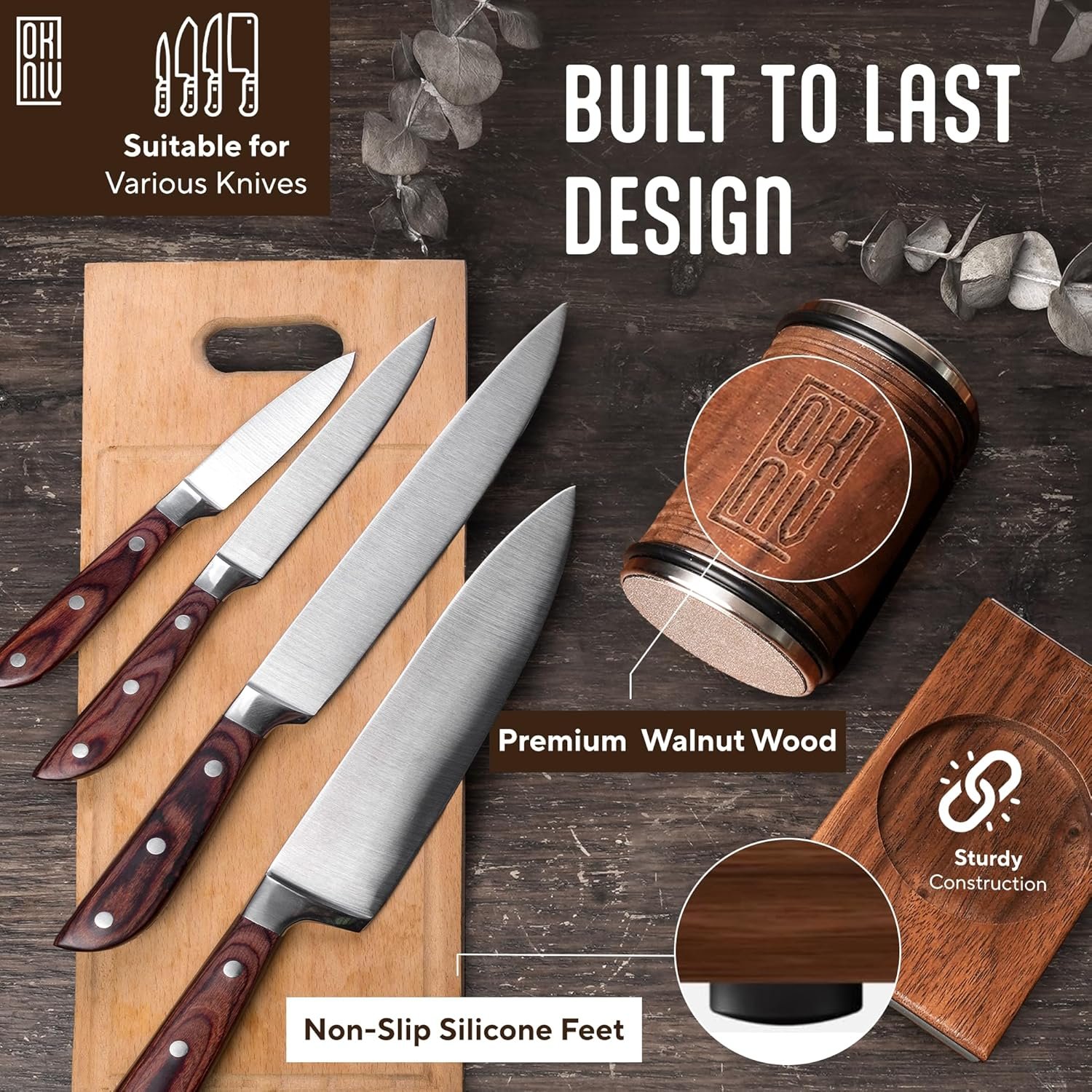 Rolling Block Knife Sharpener – 3-Magnet Support Ceramic Disc Kitchen Knife Sharpener for Chef’s Knives, Bread Knives, Japanese Knife – Non-Slip Silicone Feet Knife Sharpeners for Kitchen Knives - Image 4