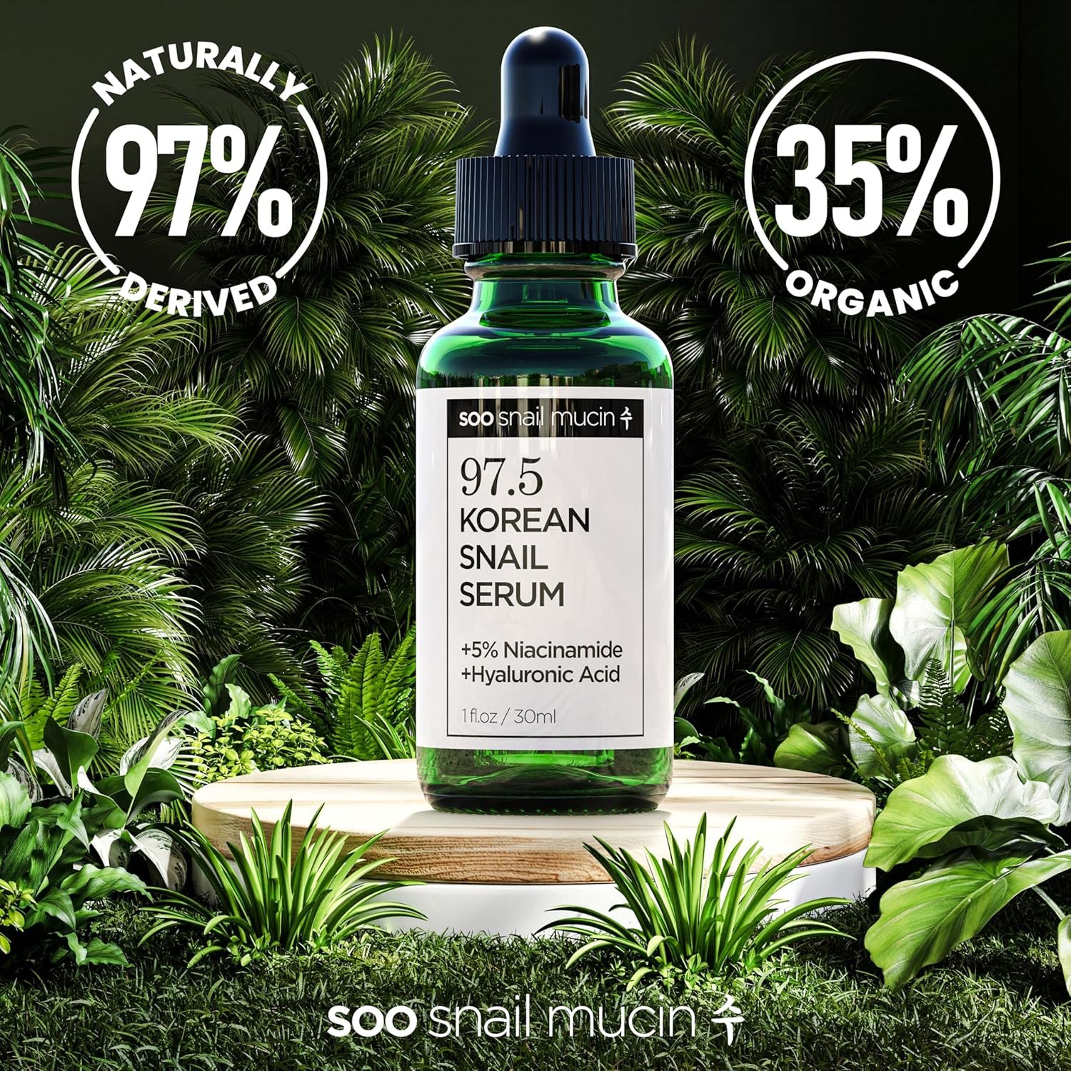 97.5% Snail Mucin Serum - Korean Niacinamide Serum - Glass Skin K Beauty Skincare Routine - Cruelty Free Skin Care for Anti Aging 1oz - Image 4