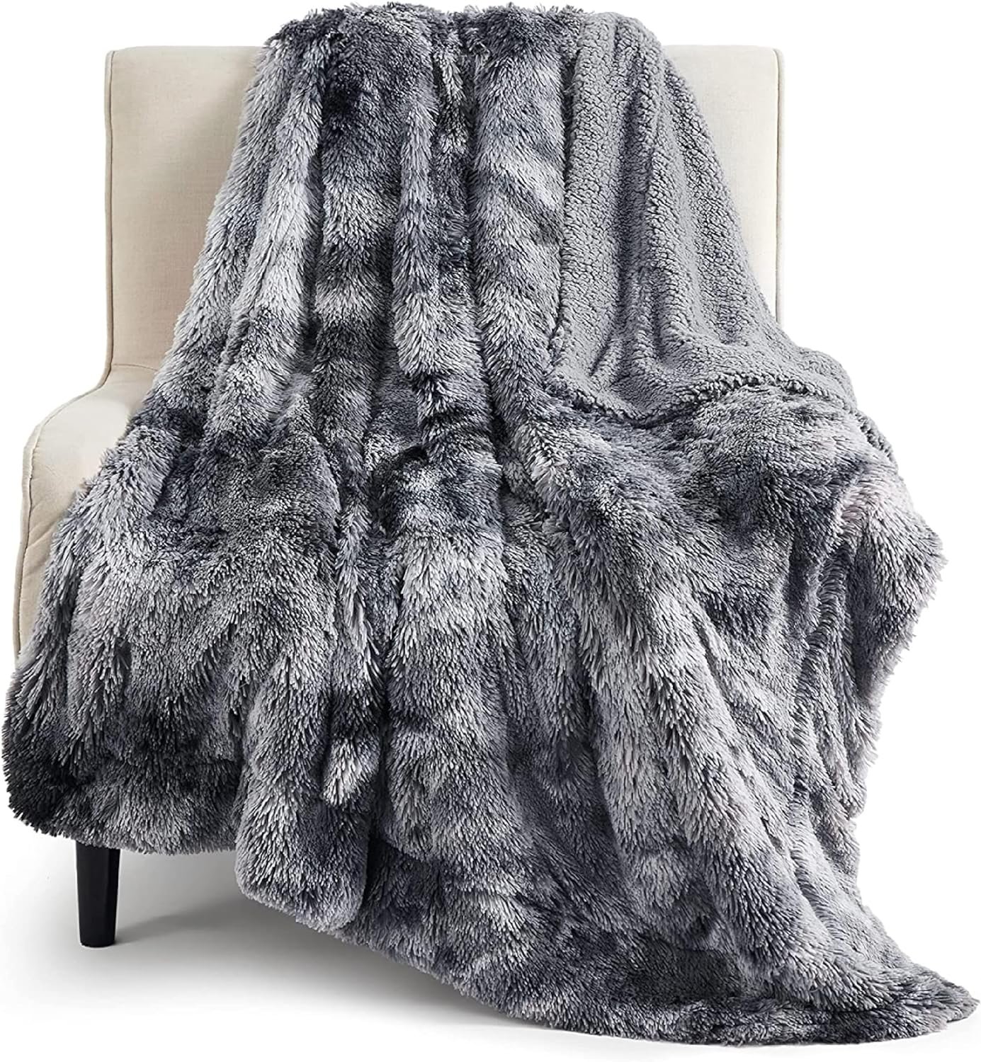 Bedsure Soft Throw Blanket for Couch, Fluffy Fuzzy Blankets & Throws for Bed, Sofa, Cozy Plush Sherpa Fleece Faux Fur Blanket, Thick Warm Christmas Blanket Decor Gifts for Women, Men, 50x60, Grey - Image 2