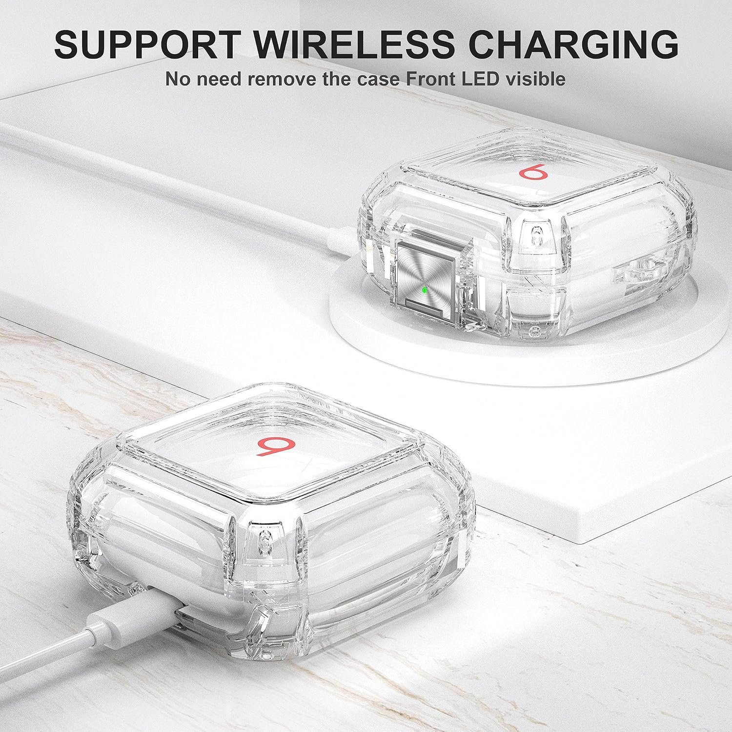 Valkit Compatible Beats Fit Pro Case Cover Clear with Lock, Full Body Beats Fit Pro Earbuds Protective Case Transparent Shockproof Skin with Anti-Lost Keychain for Beats Fit Pro 2021 - Image 6