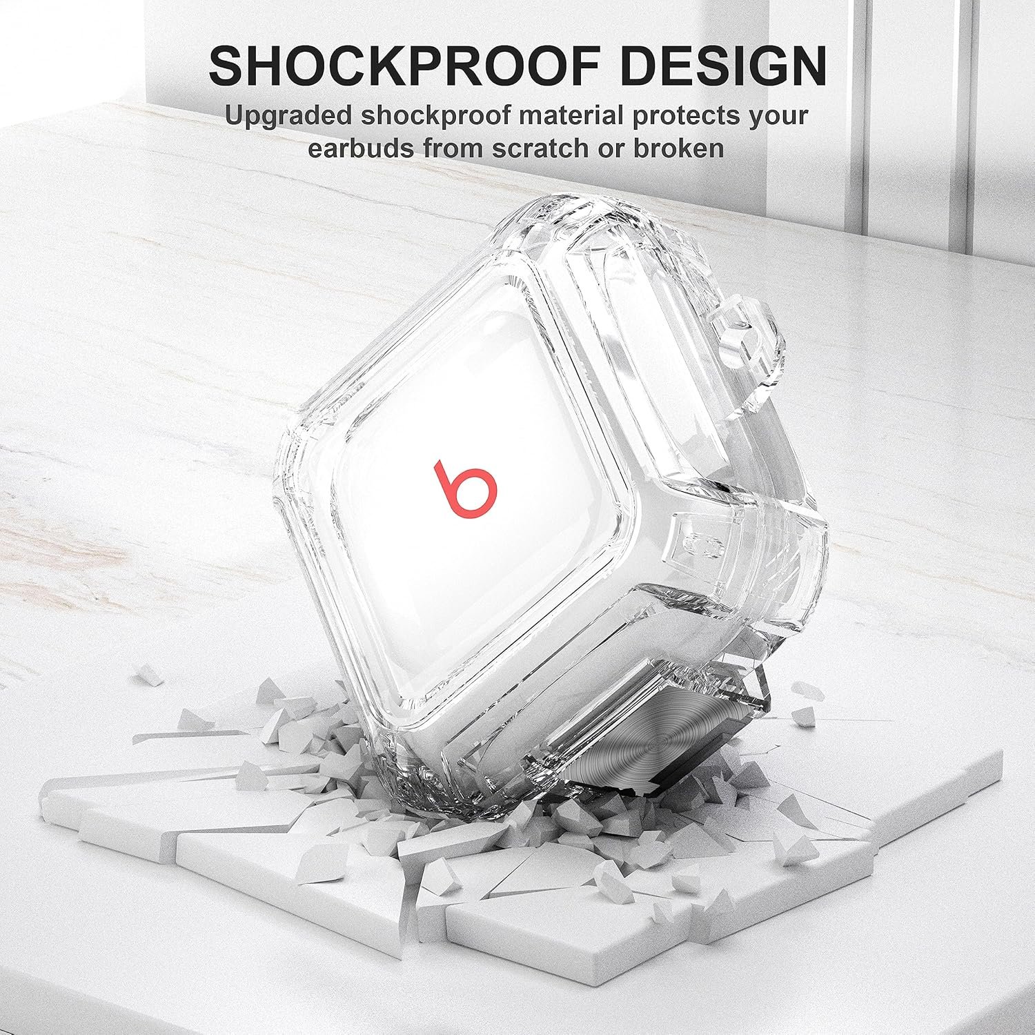 Valkit Compatible Beats Fit Pro Case Cover Clear with Lock, Full Body Beats Fit Pro Earbuds Protective Case Transparent Shockproof Skin with Anti-Lost Keychain for Beats Fit Pro 2021 - Image 5