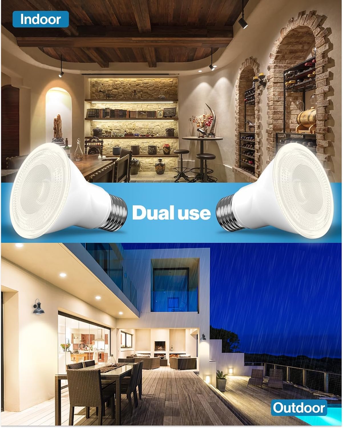 Sunco 10 Pack PAR20 LED Bulbs, 800 Lumens High Brightness Flood Light Indoor, 50W Equivalent 8W, Dimmable, 3000K Warm White, E26 Medium Base, Exterior Wet Rated - UL - Image 6