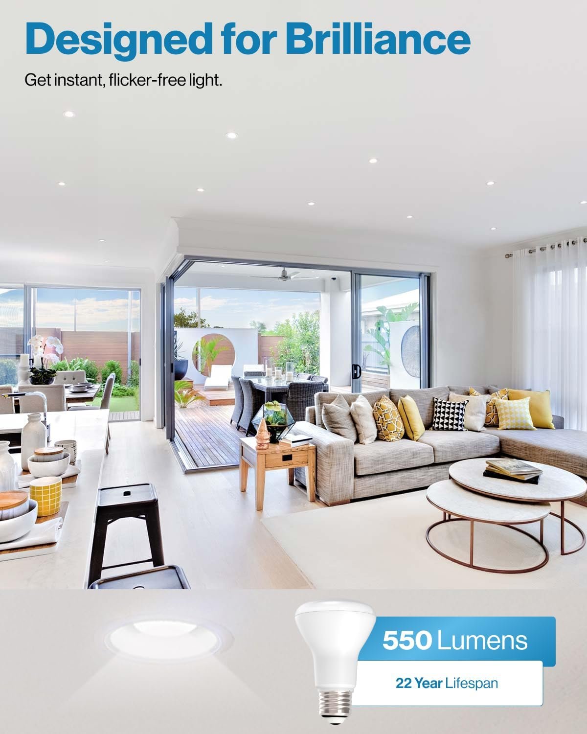 Sunco 10 Pack BR20 LED Bulbs Indoor Flood Light R20 Dimmable CRI93 2700K Soft White 50W Equivalent to 7W, E26 Medium Base, Recessed Can Lights for Home Living Area Ceiling Lights - UL - Image 3