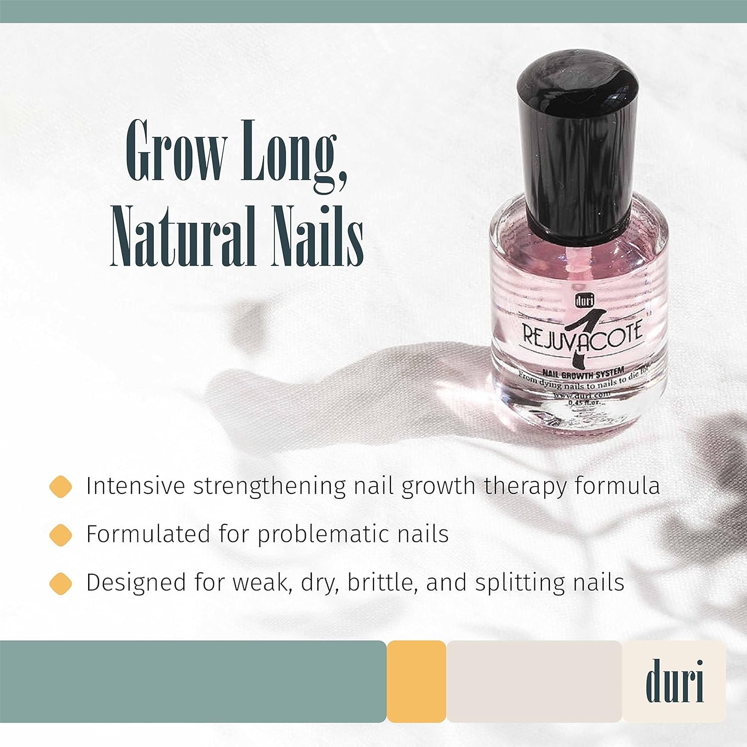 duri Rejuvacote 1 Nail Growth System - Original Maximum Strength Formula - Nail Strengthener and Nail Growth - Base and Top Coat - Pack of 2 - 0.45 fl. oz. - Image 3