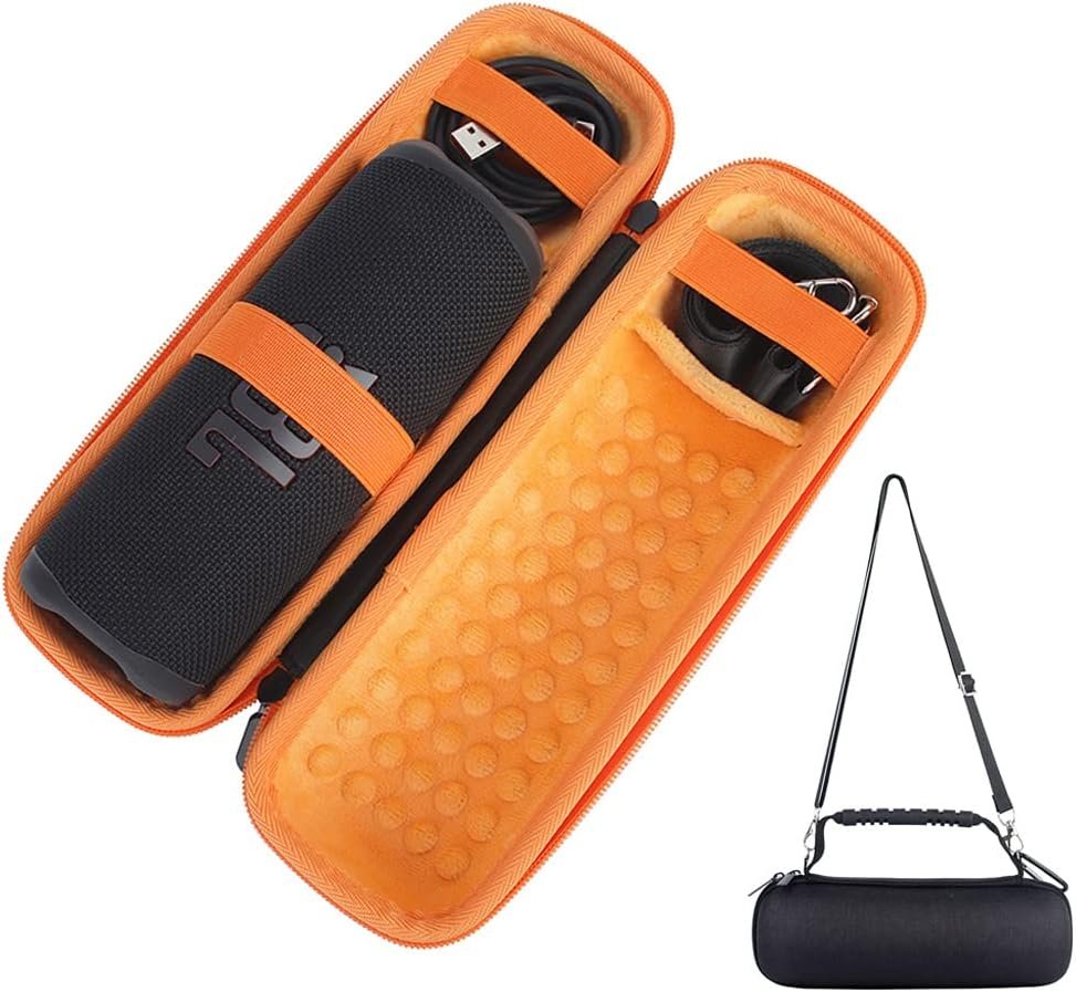 for JBL Flip 6 Case, Protective Case Cover for JBL Flip 6,Portable Hard Case Bluetooth Speaker Travel Bag Carrying with Shoulder Strap and Carabiner Storage with Extra Space for Plug&Cable (Black) - Image 4