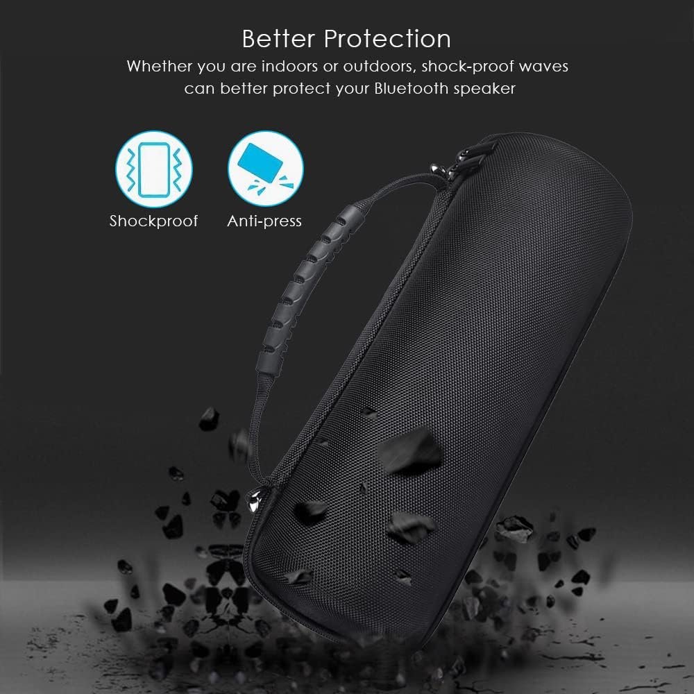 for JBL Flip 6 Case, Protective Case Cover for JBL Flip 6,Portable Hard Case Bluetooth Speaker Travel Bag Carrying with Shoulder Strap and Carabiner Storage with Extra Space for Plug&Cable (Black) - Image 5