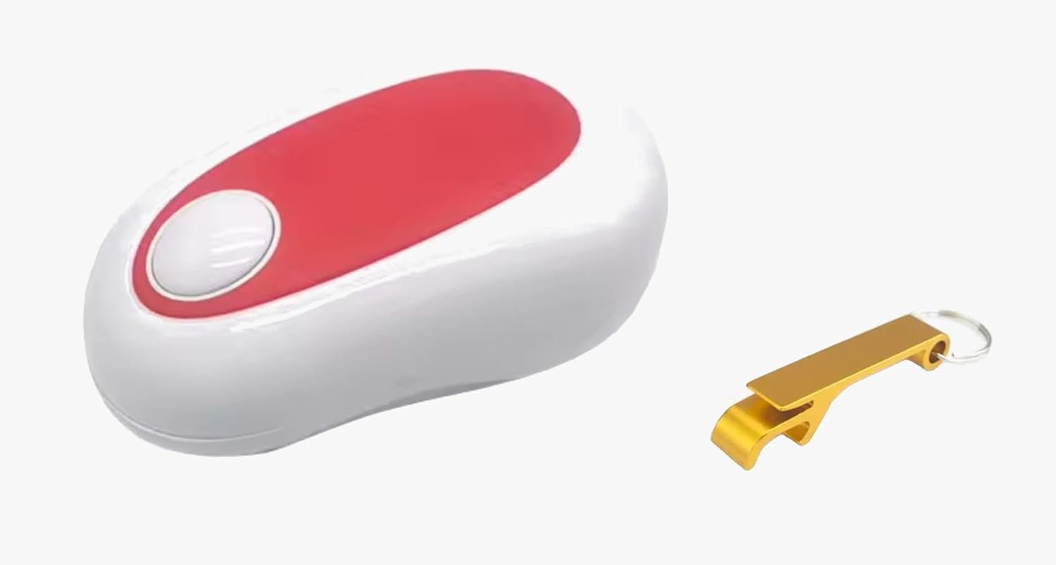 KitchenHelper Portable Compact Electric Cordless Can Opener, and bonus bottle opener, Cranberry - Image 2