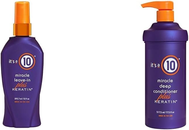 It's a 10 Haircare Miracle Leave-In Plus Keratin, 10 Fl. Oz (Pack of 1) & It's A 10 Miracle Deep Conditioner Plus Keratin for Unisex, 17.5 Ounce - Image 2