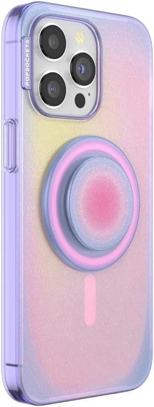 PopSockets iPhone 15 Pro Max Case with Round Phone Grip Compatible with MagSafe, Phone Case for iPhone 15 Pro Max, Wireless Charging Compatible - Aura - Image 4