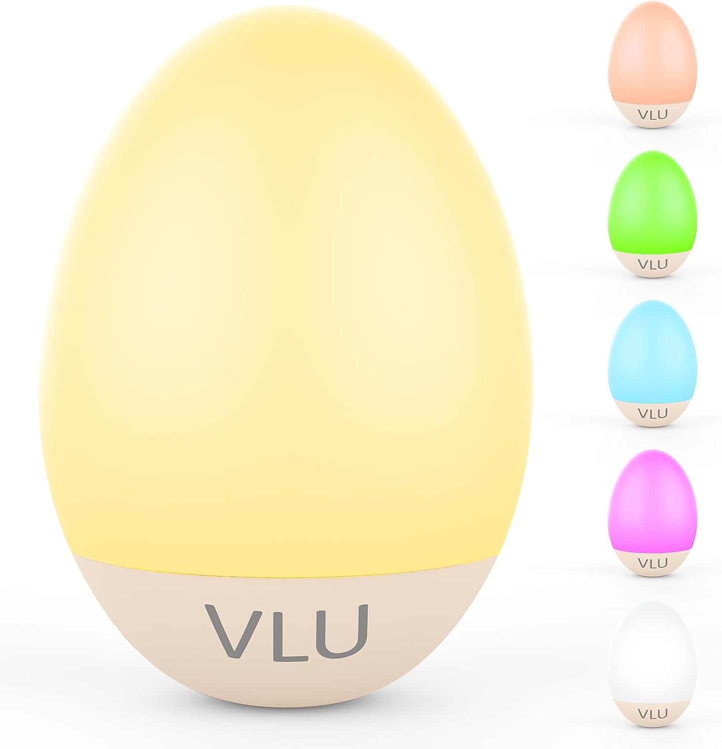 VLU Night Light for Kids, LED Night Light, Dimmable & Rechargeable Night Light with Multi-Color & Tumbler, Egg Night Light for Baby Nursery & Breastfeeding, Eye Caring - Image 2