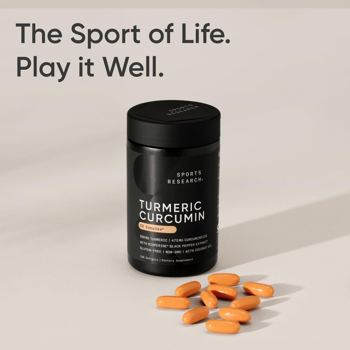 Sports Research Turmeric Curcumin C3 Complex - Softgels with Bioperine Black Pepper Extract & Organic Coconut Oil, Standardized 95% Curcuminoids - Non-GMO Verified & Gluten Free - 500mg, 120 Count - Image 8