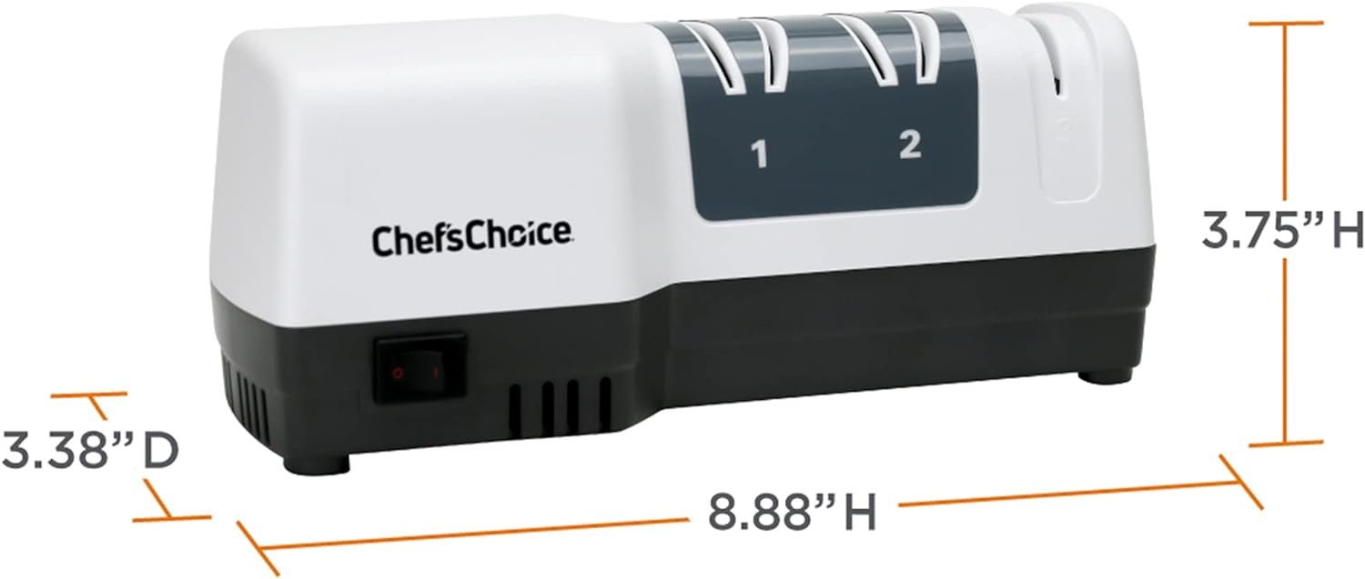 Chef'sChoice Hybrid Knife Diamond Abrasives, Combines Electric and Manual Sharpening for 20 Degree Straight Edge and Serrated Knives, 3-Stage, White - Image 8