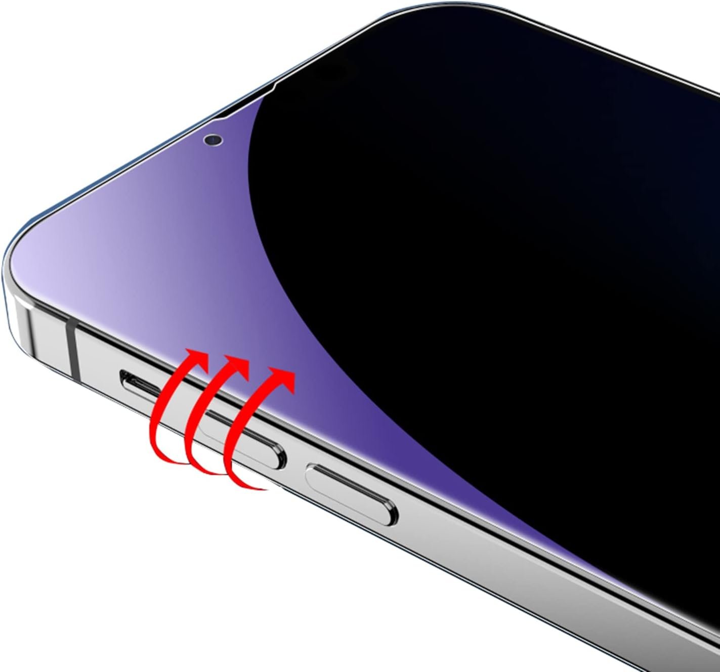 2 Pack Anti-Blue Privacy Tempered Glass Suit for iPhone 14 Pro Anti-Spy Screen Protector Anti-Peeping Film 9H Hardness Anti-scratch Full Covered 6.1 inch (Blue) - Image 9