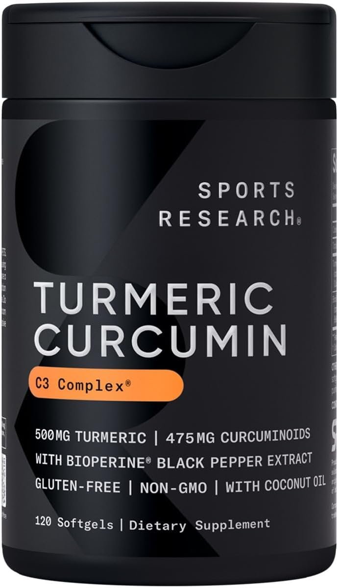 Sports Research Turmeric Curcumin C3 Complex - Softgels with Bioperine Black Pepper Extract & Organic Coconut Oil, Standardized 95% Curcuminoids - Non-GMO Verified & Gluten Free - 500mg, 120 Count - Image 2