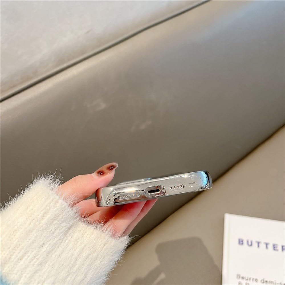 Luxury Electroplated Wavy Pattern Phone Case for iPhone 11 12 13 14 15 Pro Max Candy Bumper Soft Silicone Cases Cover,Silver,for iPhone 14Pro - Image 7