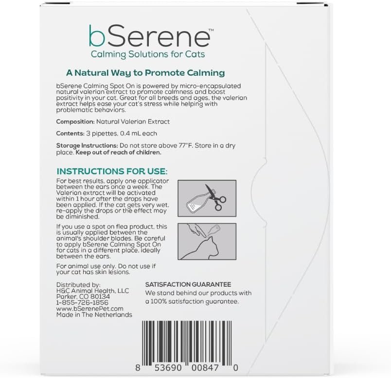 Valerian Calming Spot On for Cats 3 Applications Convenient Weekly Topical Natural Valerian Extract, Promotes Calmness and Relaxation - Image 3