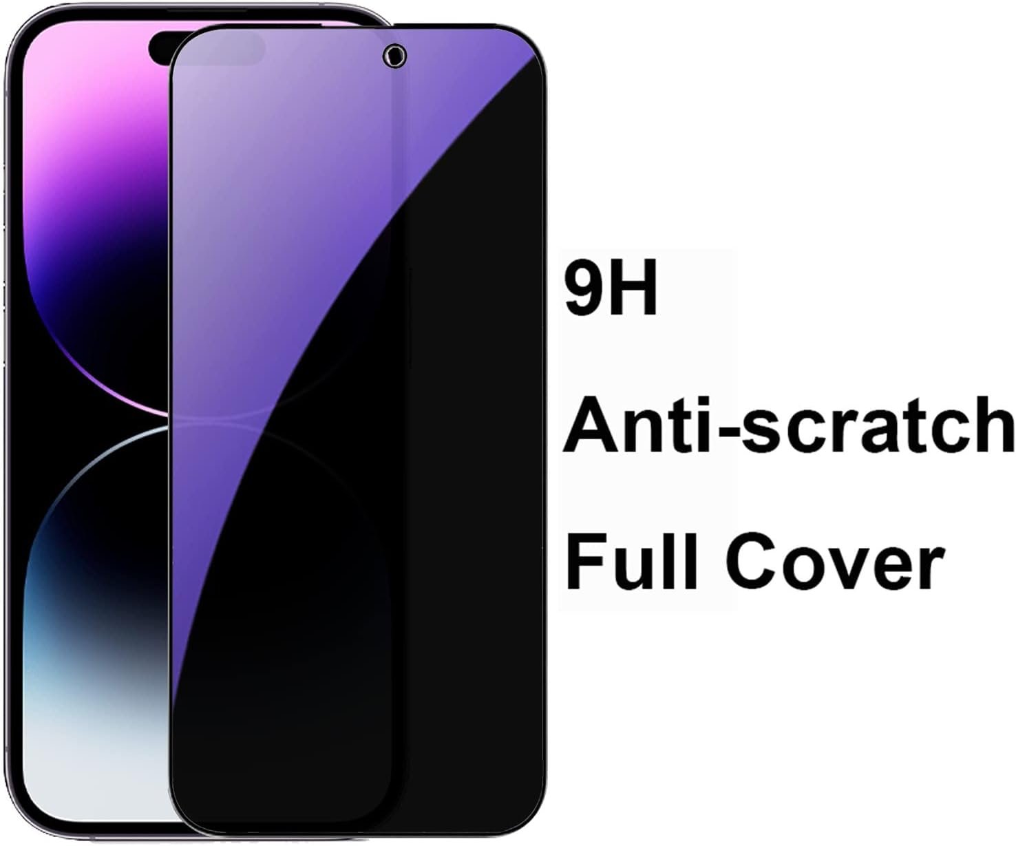 2 Pack Anti-Blue Privacy Tempered Glass Suit for iPhone 14 Pro Anti-Spy Screen Protector Anti-Peeping Film 9H Hardness Anti-scratch Full Covered 6.1 inch (Blue) - Image 7