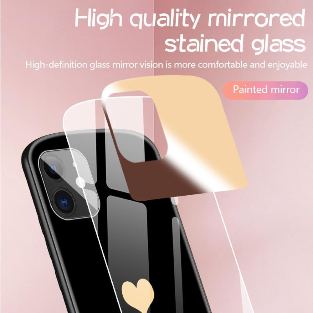 Luxury Cute Oval Heart-Shaped Tempered Glass Phone Case for iPhone 15 14 13 12 11 Pro Max XS X SE 8 7 Plus Mirror Lanyard Cover,red,for iPhone 15ProMax - Image 4